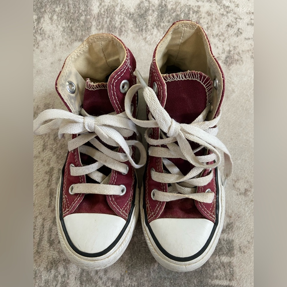 Kids Maroon Converse High-Tops Sneakers Sz 11 - Picture 3 of 10
